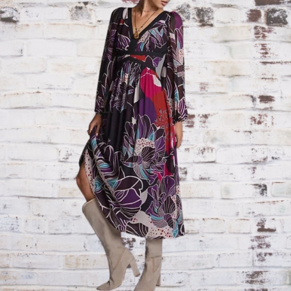 NWT Anthropologie Let Me Be Floral Midi Dresses-small and extra small